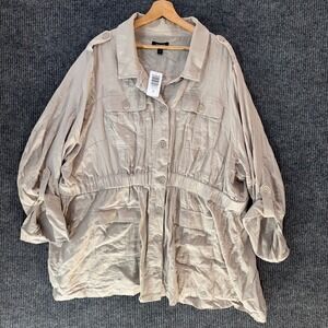 New Torrid Utility Anorak Jacket Plus 4‎ Roll Tab Sleeve Button Front Drawstring
